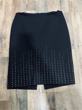 Business bedazzled Black Studded Pencil Skirt - Women's Classic